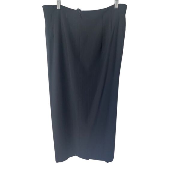 Escada Vtg 80s 90s High Waist Black Wool Long Front Single Pleat Maxi Skirt 44 L - Picture 4 of 13